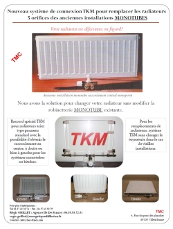 TKM ROBINET MONOTUBE DE RADIATEUR RENOVATION : TMC , TKM MONOTUBE